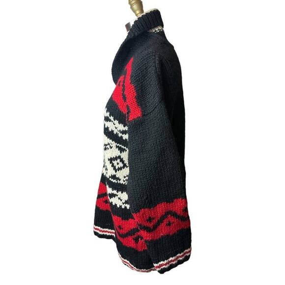 Vintage Moda Int Black Red Fair Isle Wool Oversized Sweater Women's Size M - Picture 2 of 5